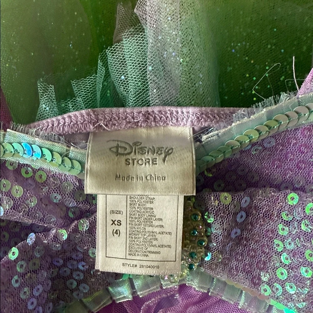 Disney Store XS 4 Little Mermaid dress Costume with crown and Minnie plush - Picture 8 of 8
